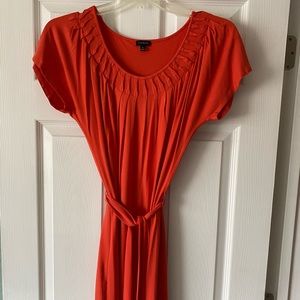 Bright orange talbots belted sheath jersey dress